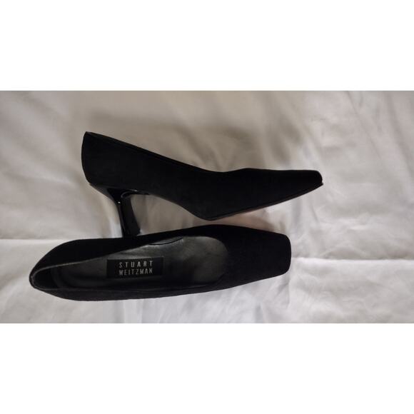 Stuart Weitzman Shoes Womens Size 6.5B Black Suede Pump Square Toe 2.5in Heel - Picture 1 of 9